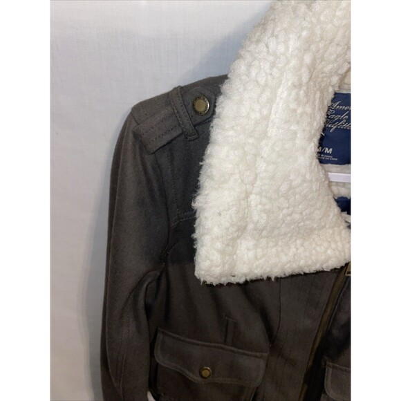 American Eagle Outfitters Women’s Fleece Jacket Size Medium Army Green Outdoors - Picture 5 of 12